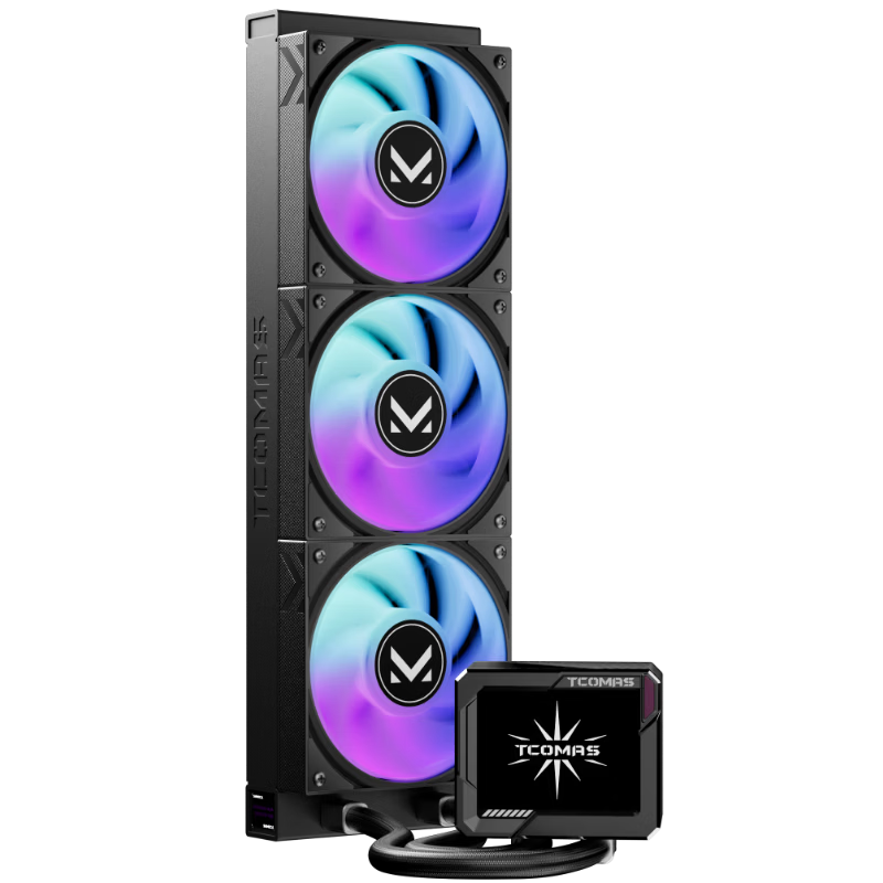 TCOMAS Titanium Tantalum LG700 360 Black All-in-One CPU Liquid Cooler 3.5-inch IPS Screen ARGB Lighting Effects Compatible with Intel/AMD