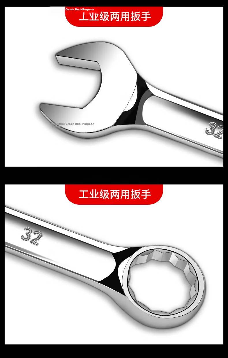 TS Dual-Use Wrench Industrial Grade Open-End and Box Wrench Auto Repair Tool 46mm Dual-Use Wrench 11
