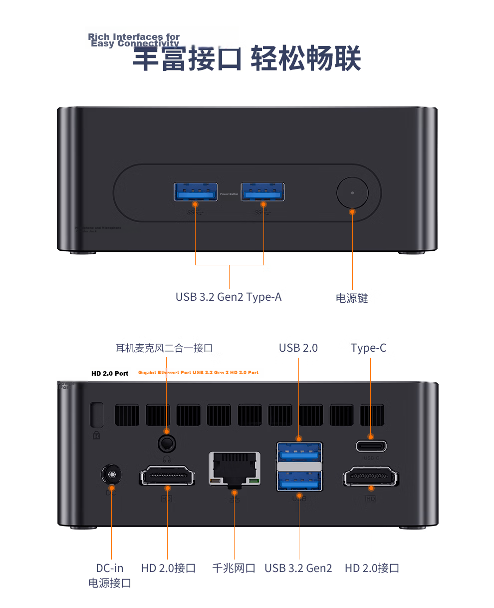PELADN Mini PC Intel Enterprise Business Office Soft Router NAS Desktop Mini Computer (Pentium Gold 7505 8GB 256GB SSD) 11