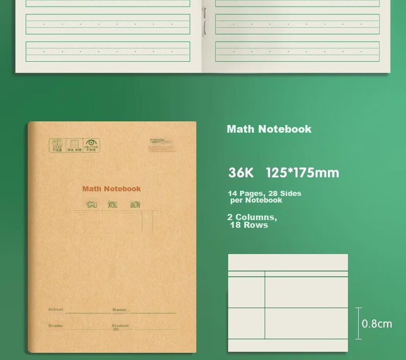 M&G Stationery 36K Pinyin Notebook Tianzi Grid Character Book Math Book English Book 5 Subjects 5 Books Each Kindergarten to Primary Transition Workbook Exercise Book Total 25 Books 8