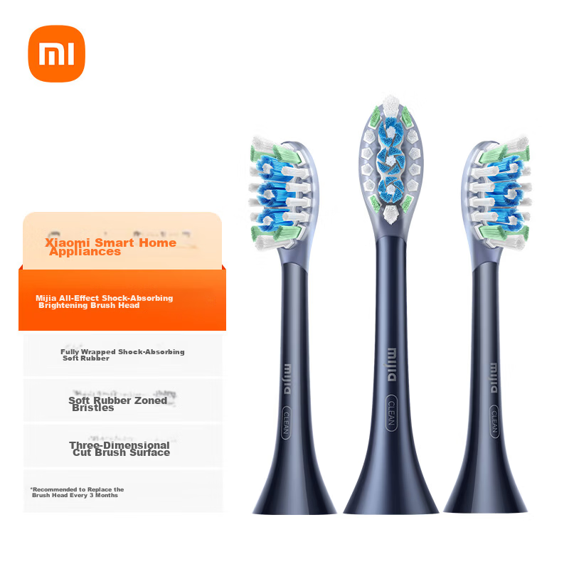 Mijia Multi-Directional Vibration Series All-Purpose Shock-Absorbing Toothbrush Heads Deep Blue 3-Pack