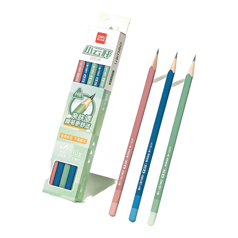 Deli HB Small Cloud Triangular Writing Pencil (10 pcs/box) Multicolor Barrel Doodle Writing Drawing HC151-HB Student School Stationery