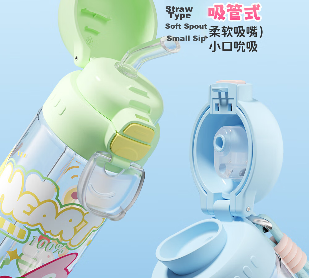 FGA Fugang Children's Straw Cup Tritan Plastic Cup Summer Student School Large Capacity Sports Water Bottle 7