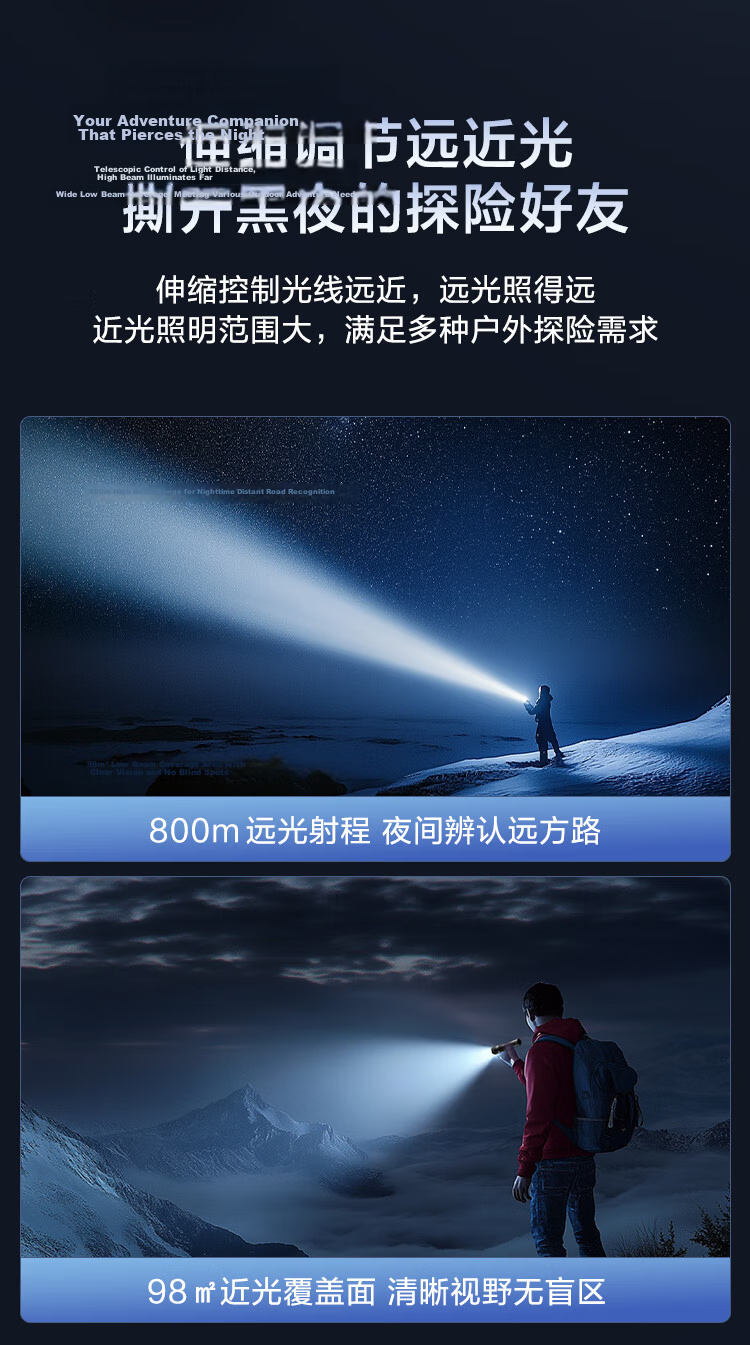 JD Original High-Intensity Zoomable Flashlight, 1500 Lumens, Long-Lasting Battery Life, Outdoor Survival, Rechargeable, Multifunctional, Portable for Home Use 3