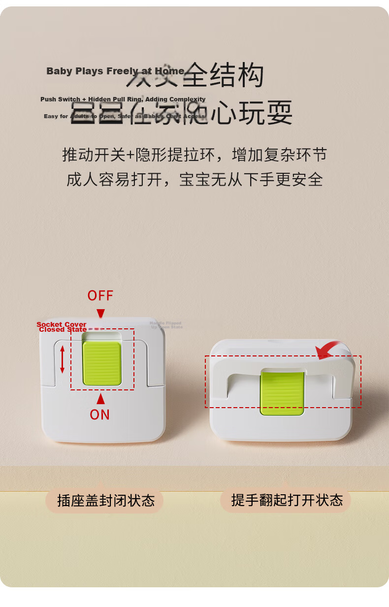 Beideli Socket Protective Cover Anti-Electric Shock Baby Safety Socket Cover Child Safety Power Outlet Protector Set of 1 6