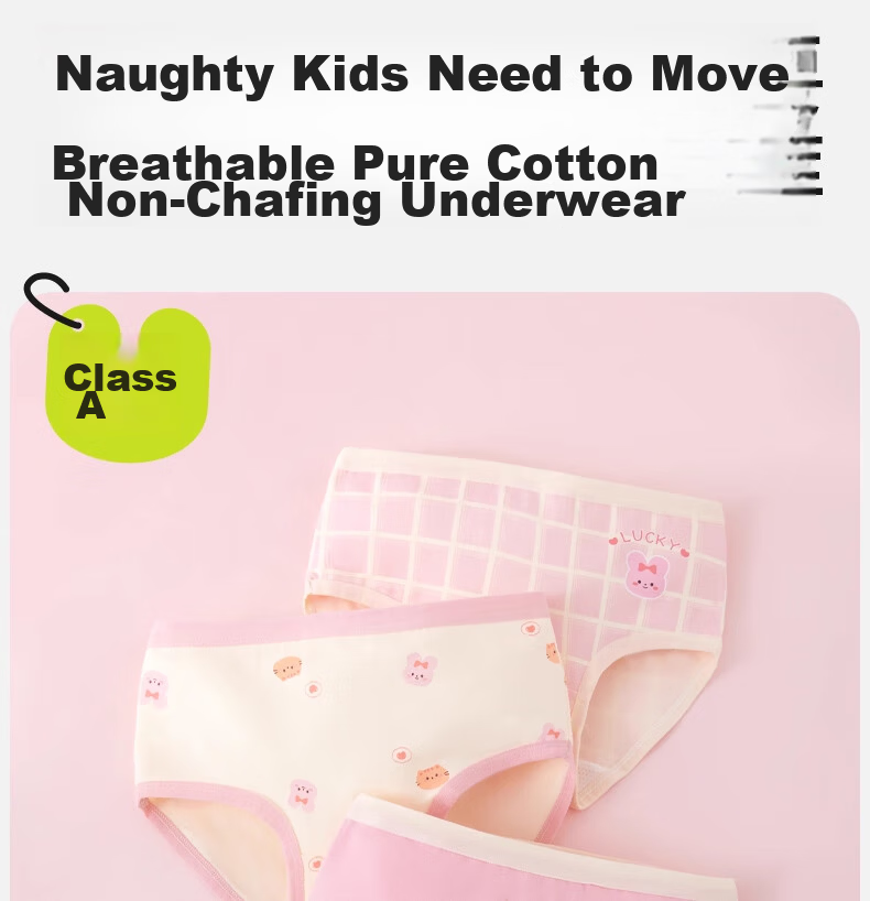 Mianqixiong Girls' Cotton Underwear Pure Cotton Class A Children's Briefs Full Cotton Shorts for Older Girls Toddler Baby No Pinch 3