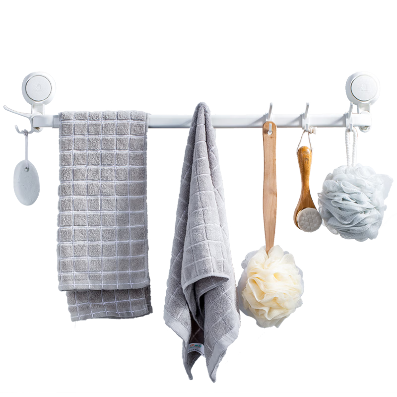 Taili No-Drill Towel Rack Rod Bathroom Storage Shelf Toilet Wall-Mounted Towel Rack Aluminum Alloy Suction Cup Hanger