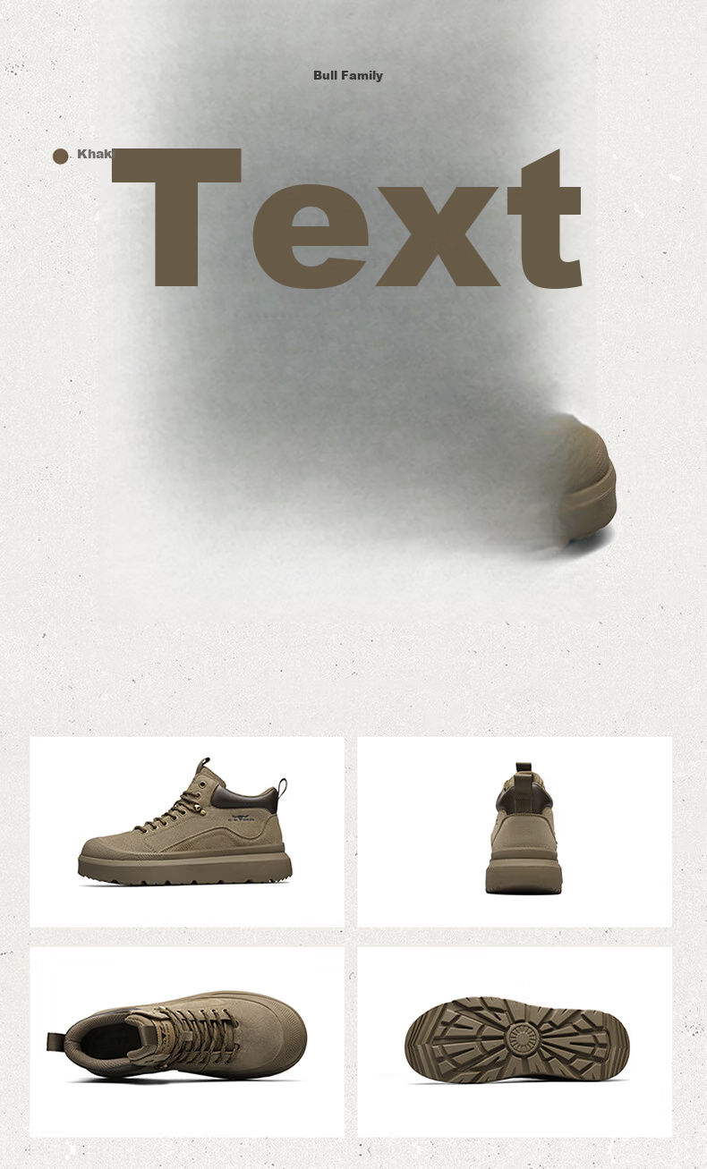 Bull Family Martin Boots Men Autumn Winter New Retro Fashion Round Toe Work Boots Outdoor Thick Sole High Top Shoes 26
