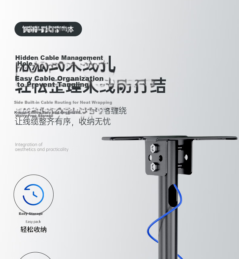 Dongpuli TV Ceiling Mount Bracket Rotatable Adjustable Multi-Functional LCD Monitor Surveillance Pole Stand Wall Mount for 14-42 Inch TVs 16