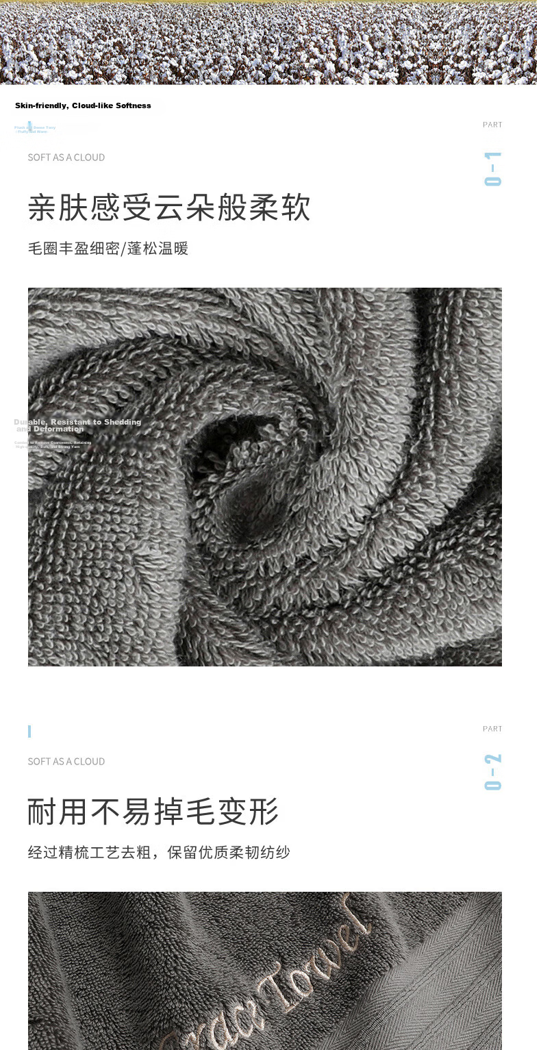 Grace Pure Cotton Bath Towel, Extra Large And Thick, 600g, Absorbent Quick-Drying Soft Large Towel, Sports 10