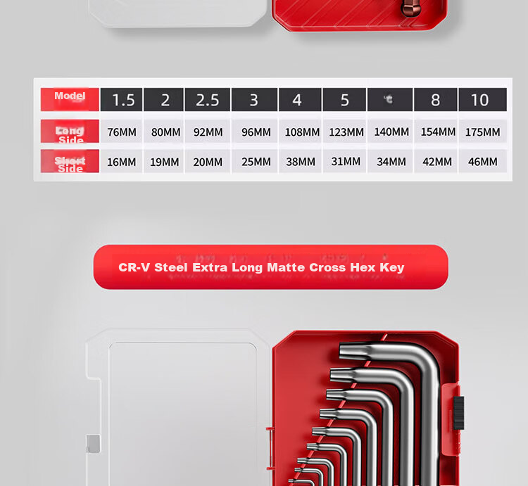 Delixi Electric Hex Key Wrench Set Hardware Repair Tools Hex Screwdriver (CR-V Medium Long 9-Piece Set) 25