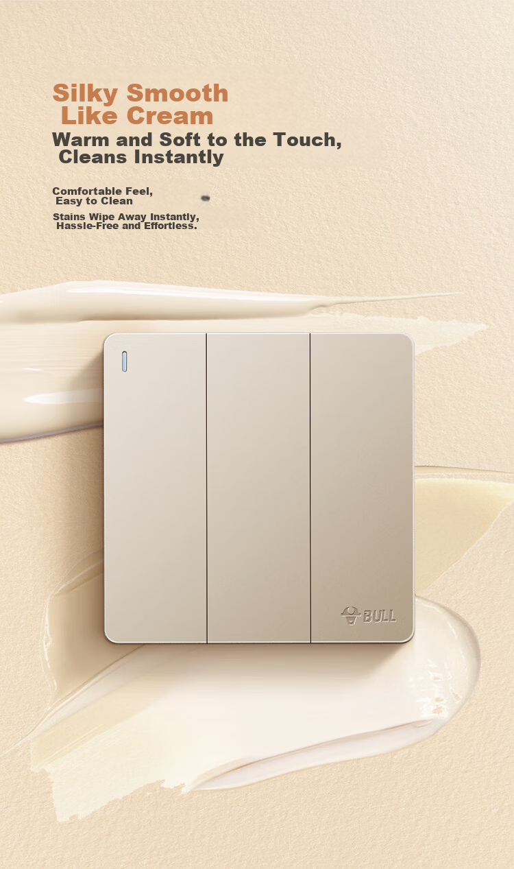 BULL G12 Series Triple Single-Control Switch Cream Style Large Panel Switch G12K311 Starry Gold 11