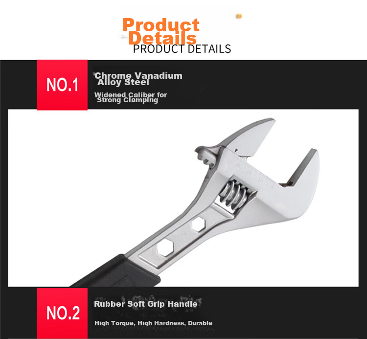 JETECH Adjustable Wrench Soft Handle Open-End Wrench Multi-Functional Universal Household Plumbing Wrench 12 Inch AWS-12 4