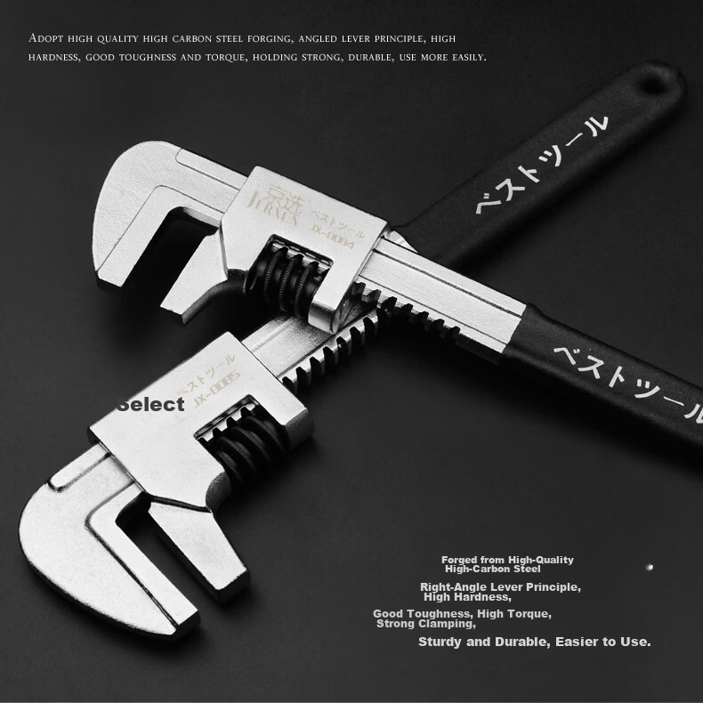 JERXUN Large Opening Adjustable Wrench Multi-Functional Pipe Wrench Water Pump Pliers Repair Tool 3
