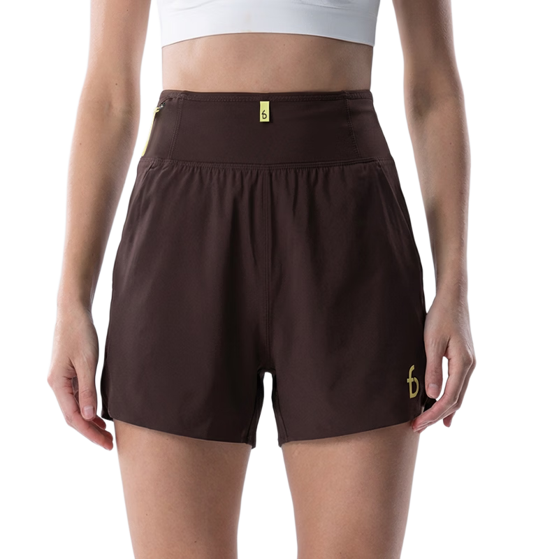 Feibit Air Pants 4.0 Women's Waist Bag Shorts Breathable Running Sports Pants 4-Inch Quick-Dry Deep Rock Brown M