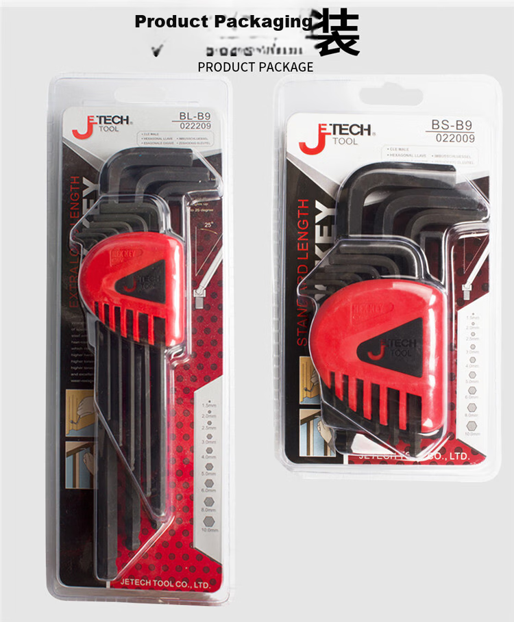 JETECH Blackened Extra Long Ball End Hex Key Wrench Set 9-Piece BL-B9 Household Repair Tool Kit 6