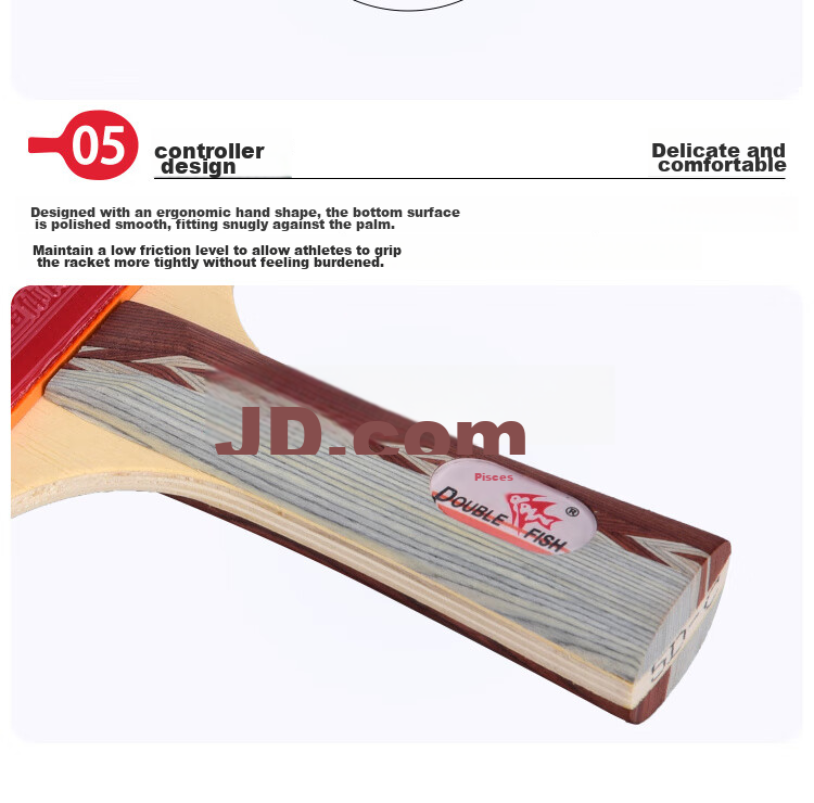 DOUBLE FISH Table Tennis Paddles Straight Handle Double Paddle Set, 5D Wuxingbing Table Tennis Racket, 2 Paddles with 10 Free Balls Included 8