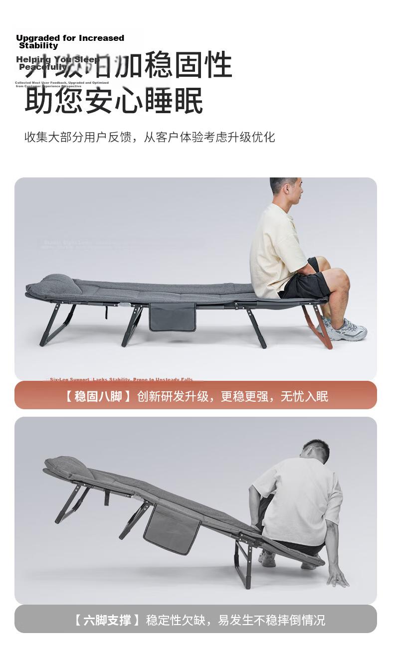 Restar Folding Bed, Office Single Nap Bed, Accompanying Care Bed, Portable Camping Bed, Workstation Nap Aid, Tech Fabric 1