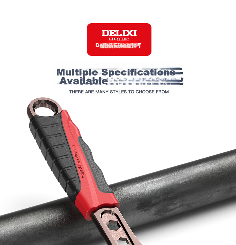 DELIXI ELECTRIC Black Nickel Adjustable Wrench Multi-Functional Household Open-End Plumbing Wrench 300mm 14