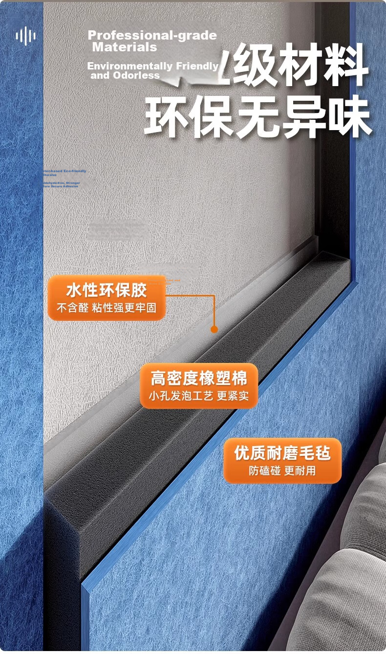 Xuanjia Mital Soundproof Door Sticker Self-Adhesive Soundproof Board Soundproof Cotton Felt Room Door Bedroom Soundproof Door Acoustic Cotton Panel 4