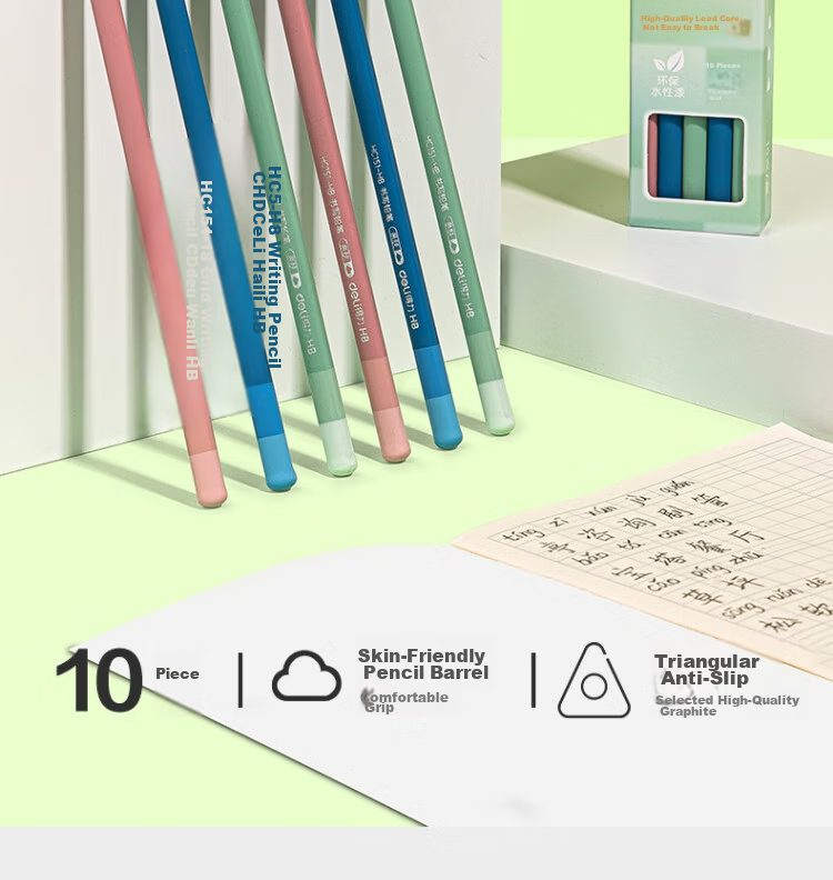 Deli HB Small Cloud Triangular Writing Pencil (10 pcs/box) Multicolor Barrel Doodle Writing Drawing HC151-HB Student School Stationery 1