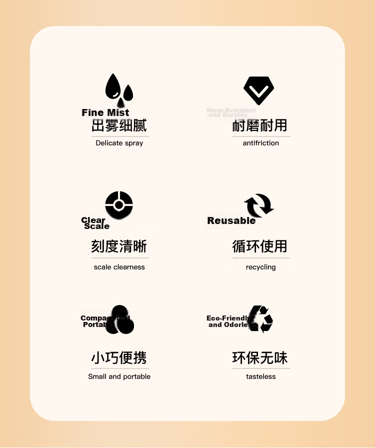 Meifuyu Spray Bottle Travel Refillable Bottle 50ml*2 with Scale Alcohol Press Spray Empty Bottle MF5052 2