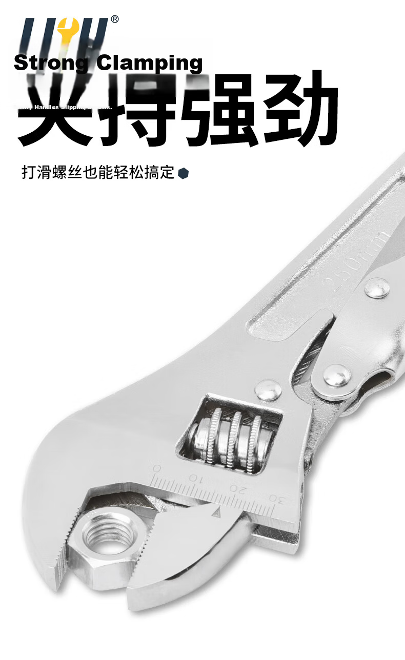 Liyu Heavy-Duty Adjustable Wrench 10 Inch Multi-Functional Open-End Plumbing Wrench 6