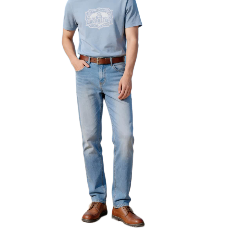 BLAG Tencel Summer Lightweight Lyocell Men's Loose Straight-Leg Jeans JD Self-Operated Pants