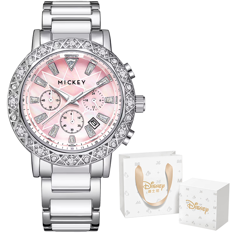 Disney Women's Watch, Fashionable Instagram Style, Youthful Wristwatch, Waterproof, Light Luxury, Niche Steel Strap Ladies' Watch, Birthday Gift for Girls