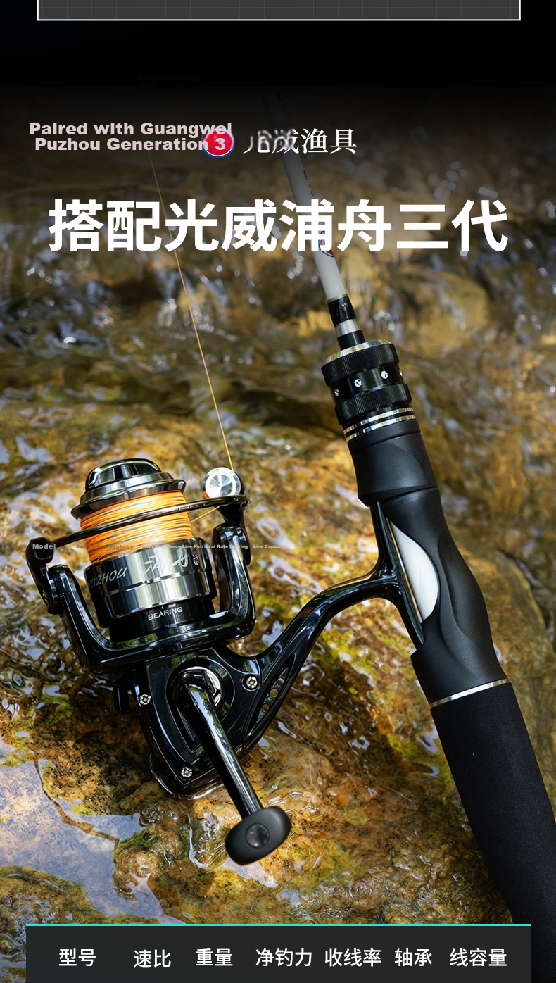GW 1.8m Gun Handle Gangsheng Lure Rod ML Power Baitcasting Reel Lure Set for Perch and Black Bass Fishing Gear 14