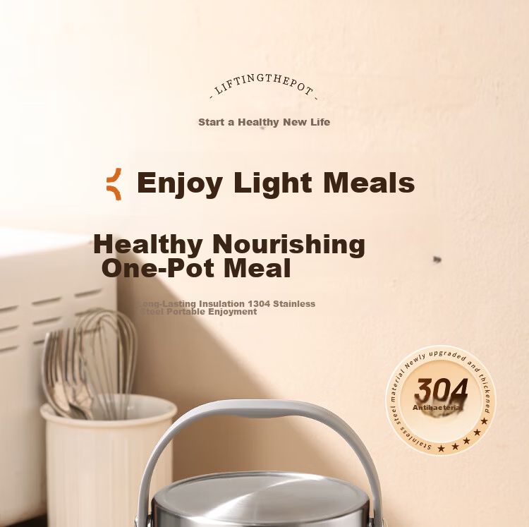 Ymer Double-Layer Insulated Lunch Box with Extended Handle, Stainless Steel Soup Container and Bowl for Office Workers and Students, New Model 4