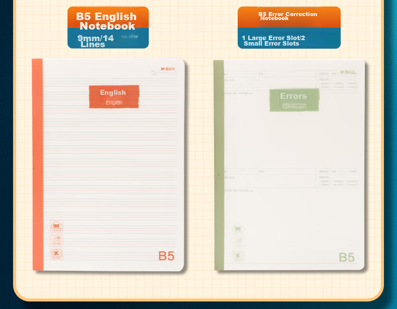 M&G Stationery [Pu Yixing Same Style] B5 English Notebook Junior High Homework Copybook English Mistake Notebook Meeboki 40 Sheets 8 Books WB5100B 7