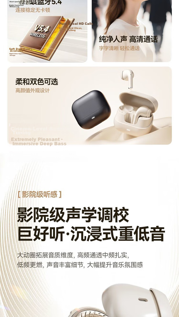 Chuangu Bluetooth Earbuds Semi-In-Ear True Wireless High-Quality Sound Long Battery Life OP Latest Running Sports Music HIFI Earphones for Students Men Women Huaqiangbei 4