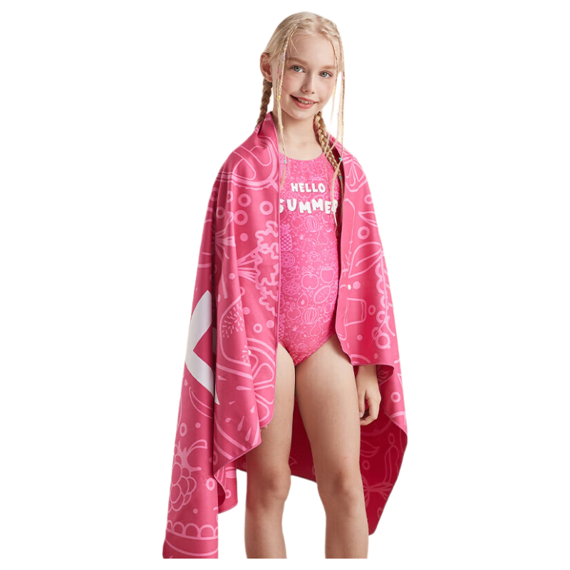SWANS Children's Bath Towel Cape Bathrobe Swimming Beach Towel for Girls And Boys, Cartoon Quick-Drying Absorbent Towel, Rose Red