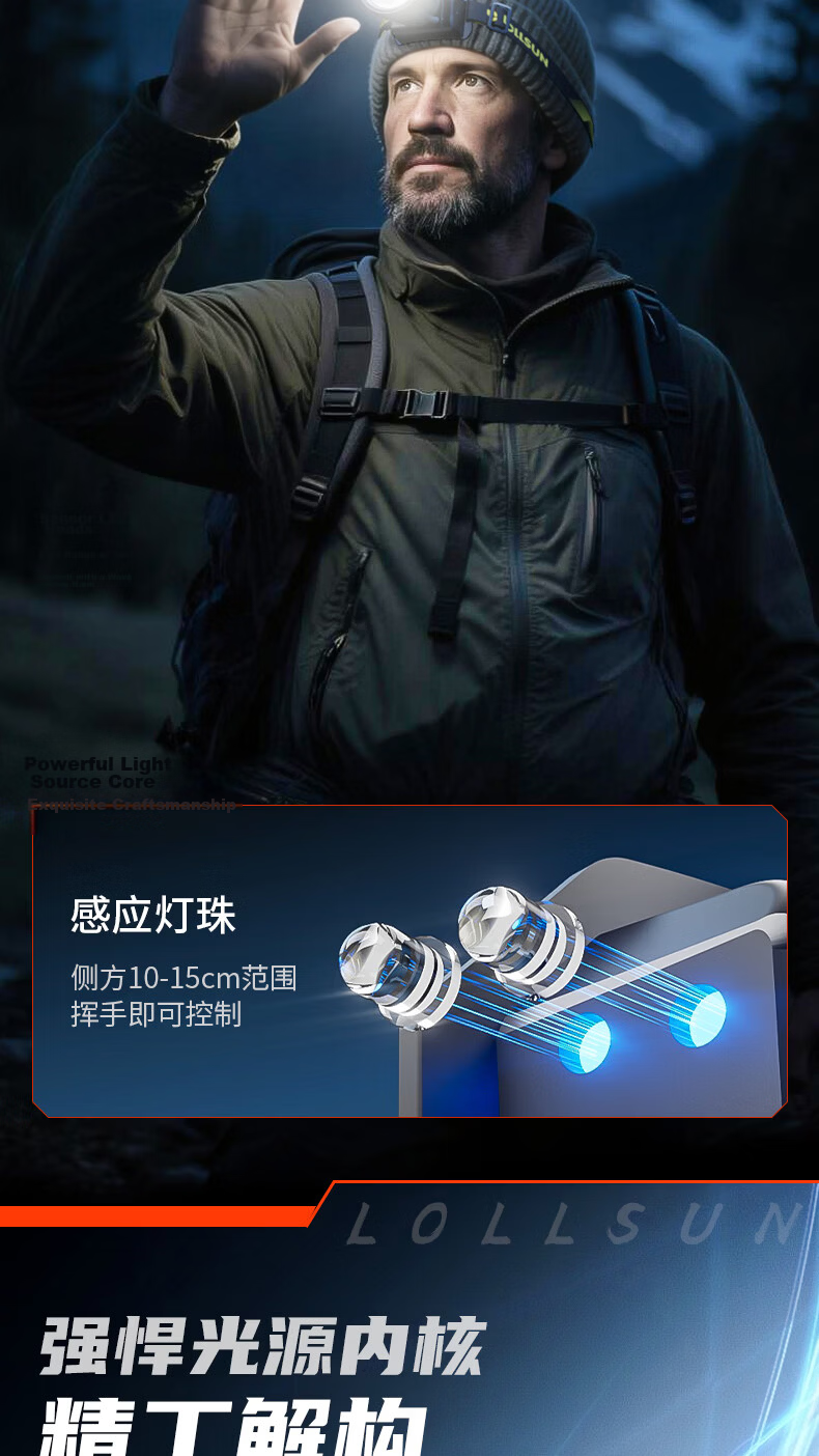 Dexu Headlamp High Brightness Rechargeable Long Battery Life Outdoor Lightweight Waterproof Head-Mounted Fishing Lamp for Mountaineering Hiking Beachcombing Work 7