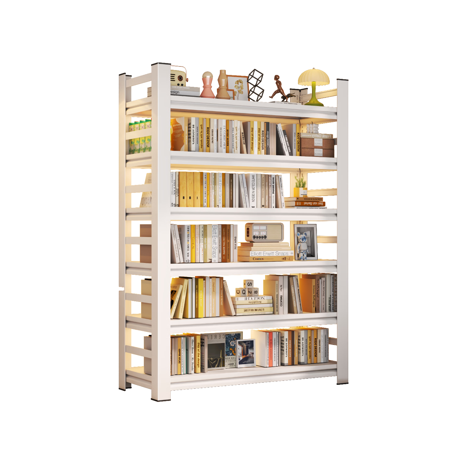 TANGJI Bookshelf Bookcase Student Home Floor Storage Rack Iron Art Black Six-Tier 100*35*183cm
