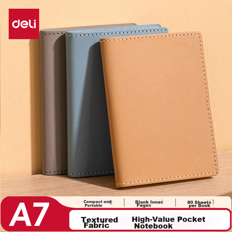 Deli A6 PU Leather Office Notebook Meeting Notepad 96 Sheets BP23 Brown