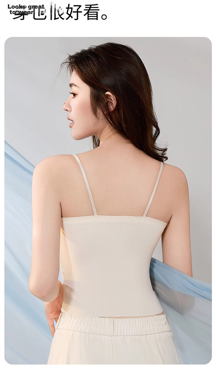 Langsha Strap Vest Bra Integrated Spring Summer Versatile Padded Innerwear Base Layer Top Women's Beautiful Back Anti-Exposure Underwear 11