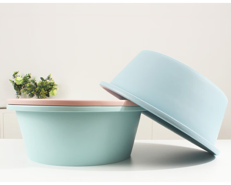 Fu Ai Jia Thick PET Plastic Basin for Face Washing, Vegetable Washing, Laundry, and Foot Soaking, 31cm Pink Single Piece 4