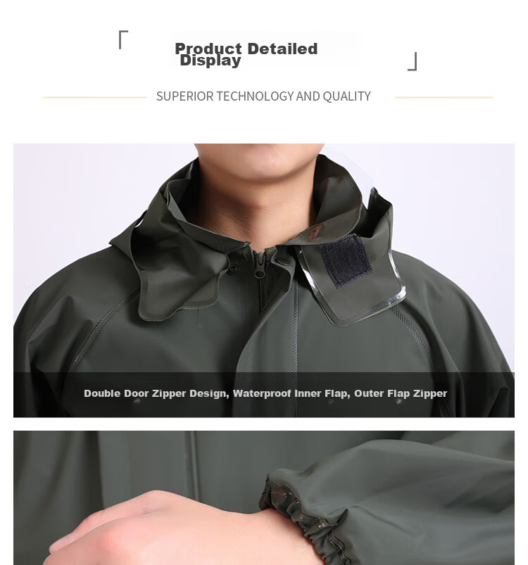 Shangyou Bufan Adult Long Reflective Full-Body Raincoat One-Piece Stormproof Workwear with Hood and Visor for Security and Property Management 22