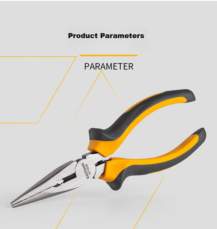 KELTONN KT1016 6-Inch Needle Nose Pliers Electrician Pliers Flat Nose Pliers Gripping Tool 8