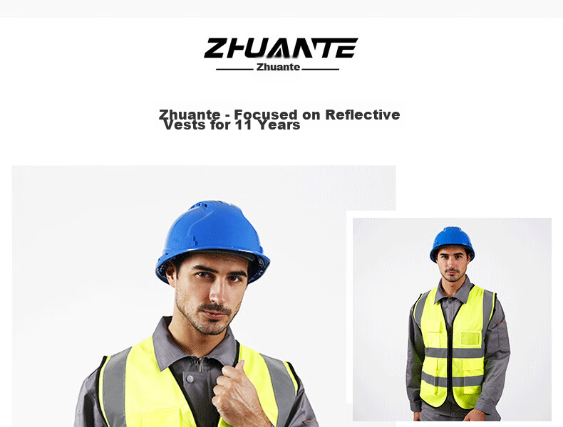 Zhuante Reflective Vest Multi-Pocket Customizable Logo Construction Worker Breathable Mesh Safety Jacket Fluorescent Yellow (No Print) [Jingcang Warehouse] 2