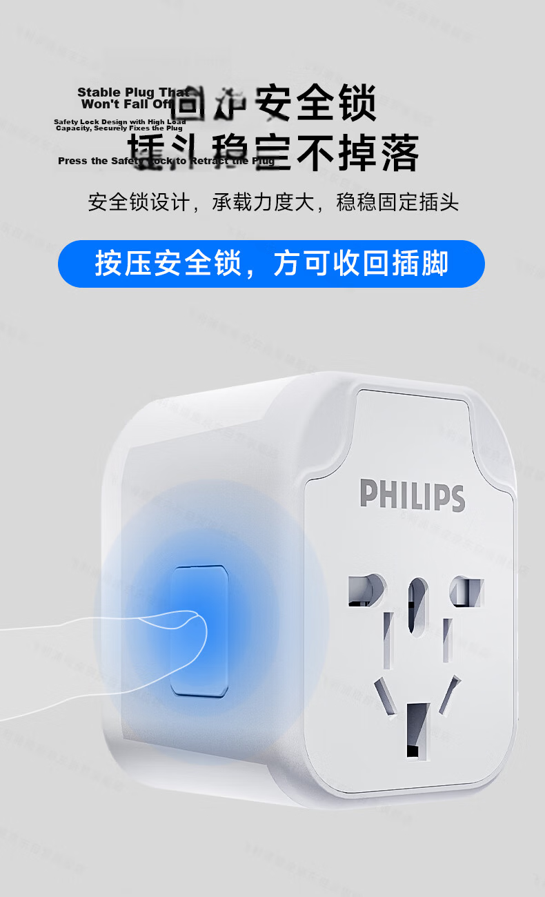 PHILIPS 15W Global Travel Adapter Universal International Converter Socket with USB Dual-Port Single-Side Plug for UK EU US AU DE JP SG HK 13