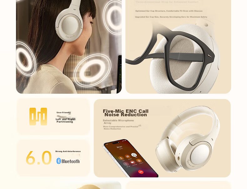 IKF King Pro2.0 Active Noise-Cancelling Over-Ear Bluetooth Headphones, Delta Unyielding Contract E-Sports Wired Gaming, Low Latency Bluetooth 6.0, Sports Music, Athens Black 11