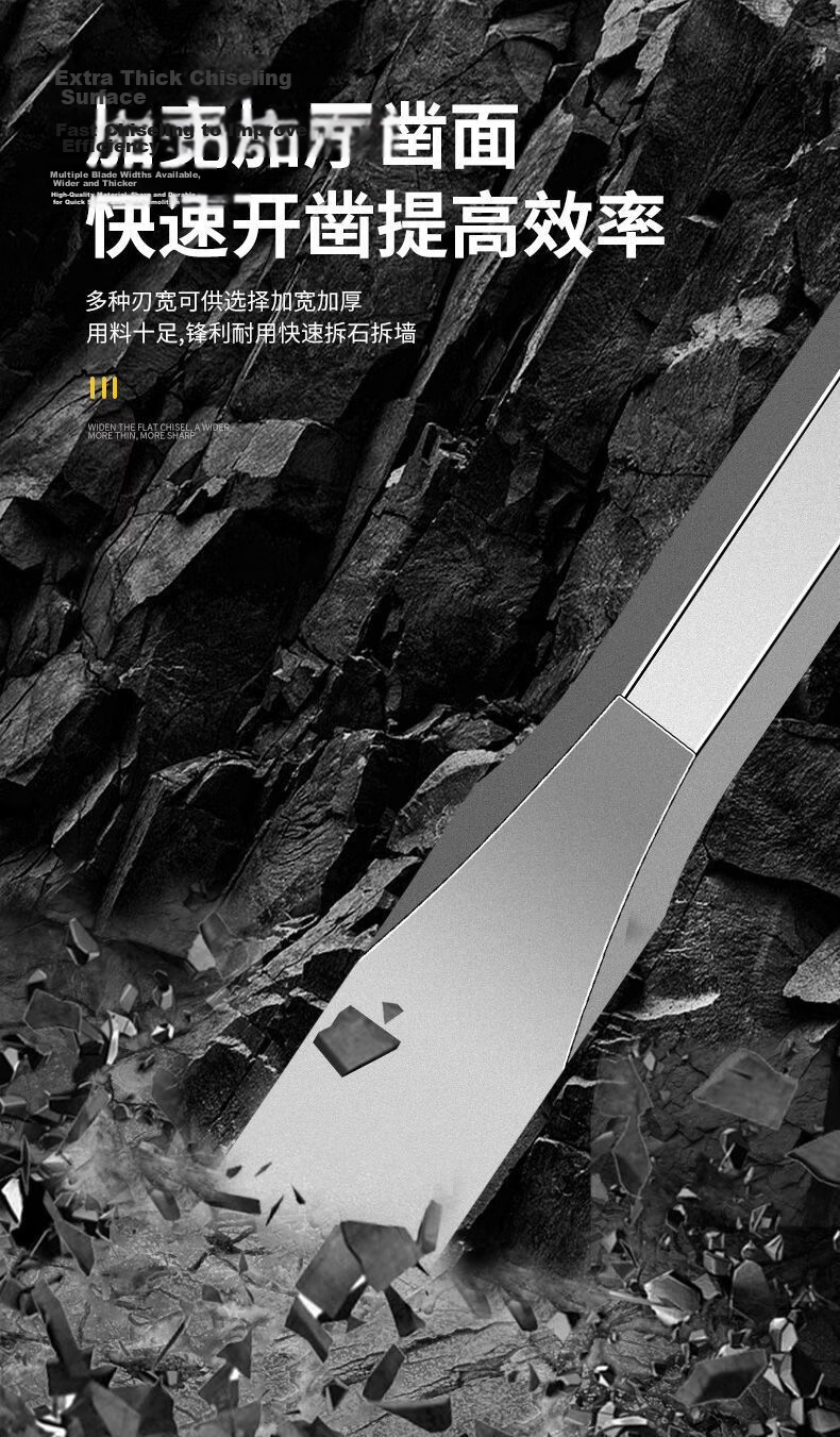 Fang Da Wang High Hardness Electric Hammer Chisel, Widened and Thickened Chisel Surface, Fast Chiseling, Improved Efficiency, Square Shank Flat Chisel 14*250mm 6