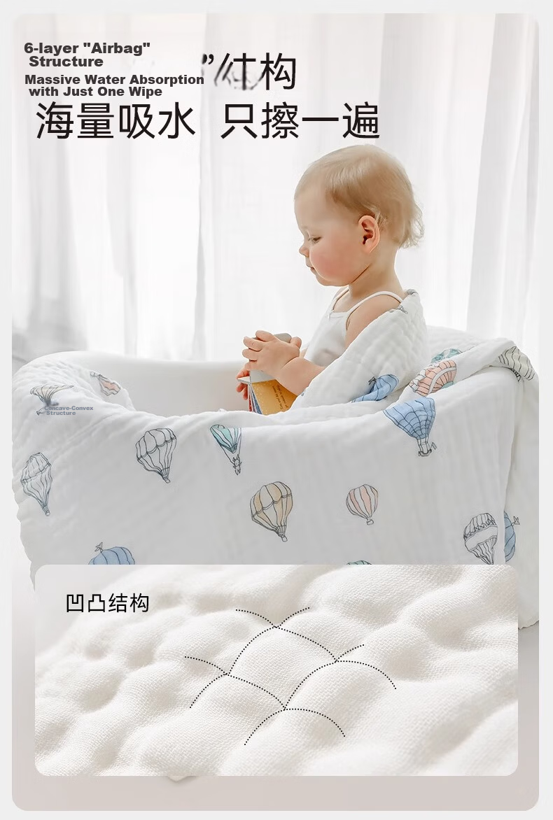 EMXEE Baby Gauze Bath Towel A-Class Pure Cotton Children's Bath Towel Newborn Bath Towel Bath Wrap Kaleidoscope 100cm 13