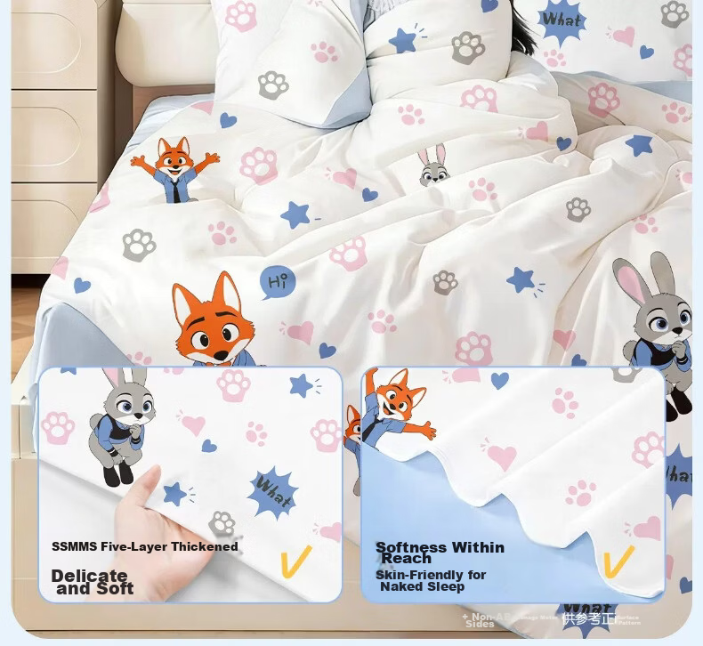 Liomirror Disposable Bedding Set 3-Piece Thickened Hotel Bed Sheet Pillowcase Portable Animal City 3-Piece Set 7