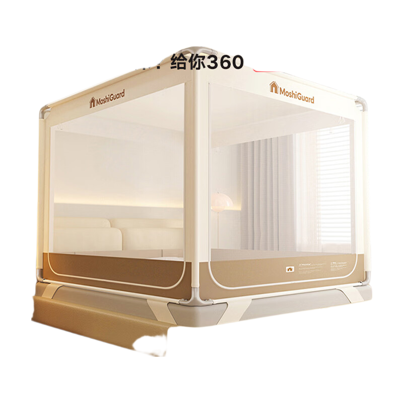 XIHAN Class A Home Baby Anti-Fall Playpen Mosquito Net with Three Doors 1.8*2m Bed [Snap Buckle Frame with Fan Rod]