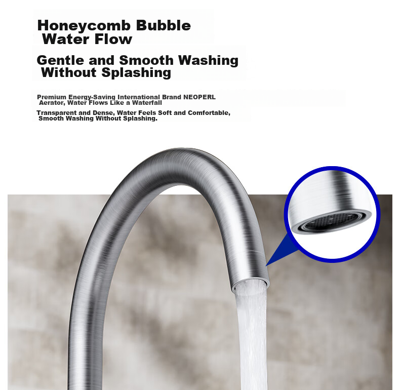 JOMOO Kitchen Faucet 304 Stainless Steel 360° Rotatable Dual Control Hot and Cold Tap 33221-748/7B-Z 7