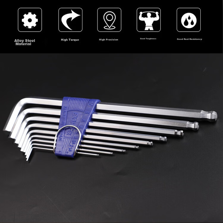 EIGHT Imported Bailey Hex Key Wrench Set Extra Long Hex Screwdriver Alloy Steel Ball Head 7-Piece Set TLS-7S 2